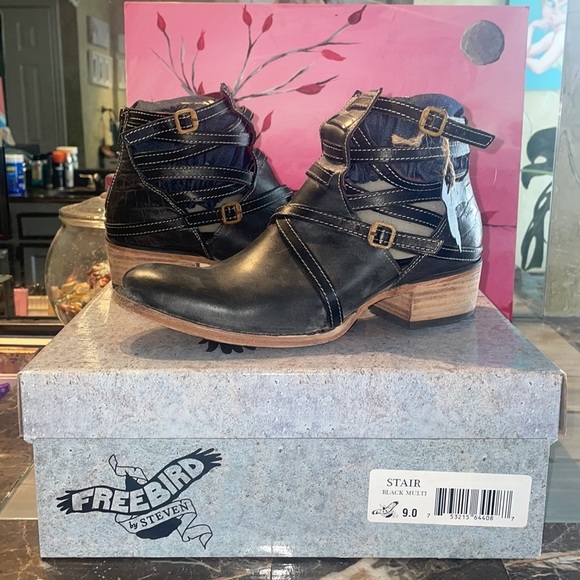 🦅 - FREEBIRD by Steven STAIR Black/Croc Size 9 - Picture 3 of 12